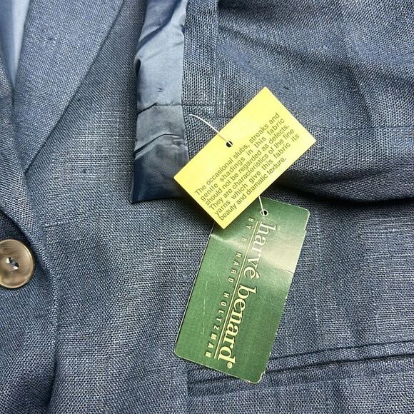 NWT Harve Benard Blue Linen Blazer Single Button Front  US 10 Vintage - Picture 10 of 12